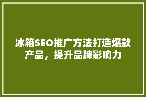 冰箱SEO推广方法打造爆款产品，提升品牌影响力