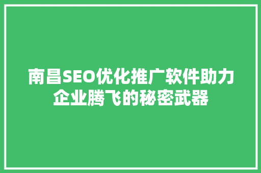 南昌SEO优化推广软件助力企业腾飞的秘密武器