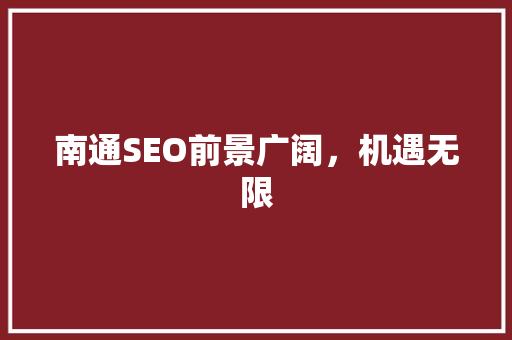 南通SEO前景广阔，机遇无限