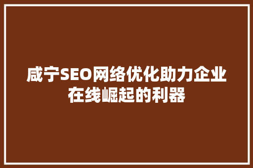 咸宁SEO网络优化助力企业在线崛起的利器