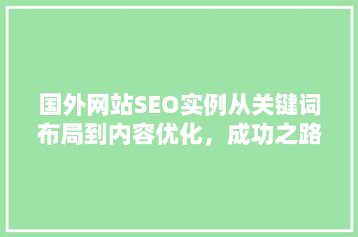 国外网站SEO实例从关键词布局到内容优化，成功之路