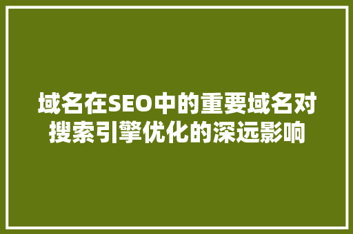 域名在SEO中的重要域名对搜索引擎优化的深远影响 建站教程
