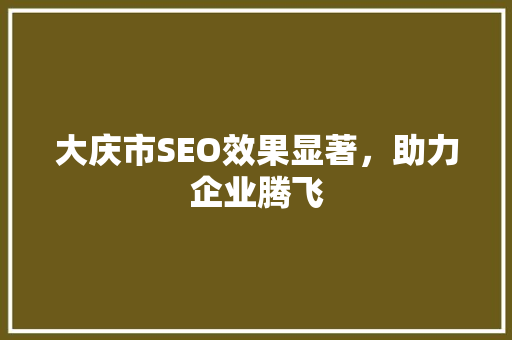 大庆市SEO效果显著，助力企业腾飞 Web前端
