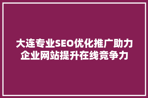 大连专业SEO优化推广助力企业网站提升在线竞争力