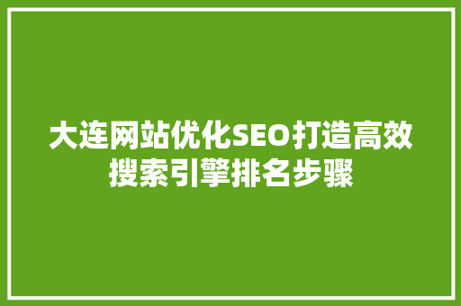 大连网站优化SEO打造高效搜索引擎排名步骤