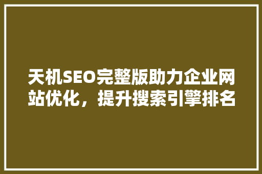 天机SEO完整版助力企业网站优化，提升搜索引擎排名