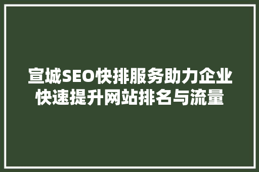 宣城SEO快排服务助力企业快速提升网站排名与流量