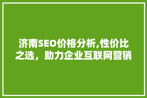 济南SEO价格分析,性价比之选，助力企业互联网营销