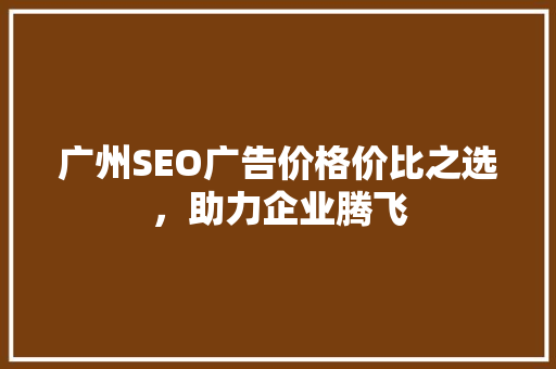 广州SEO广告价格价比之选，助力企业腾飞