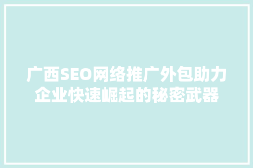 广西SEO网络推广外包助力企业快速崛起的秘密武器