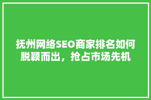 抚州网络SEO商家排名如何脱颖而出，抢占市场先机