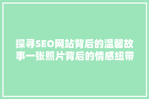 探寻SEO网站背后的温馨故事一张照片背后的情感纽带