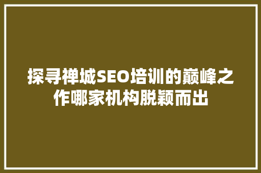 探寻禅城SEO培训的巅峰之作哪家机构脱颖而出