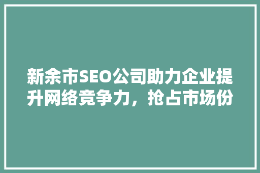 新余市SEO公司助力企业提升网络竞争力，抢占市场份额