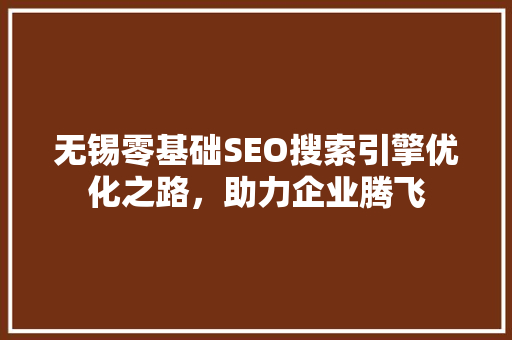 无锡零基础SEO搜索引擎优化之路，助力企业腾飞