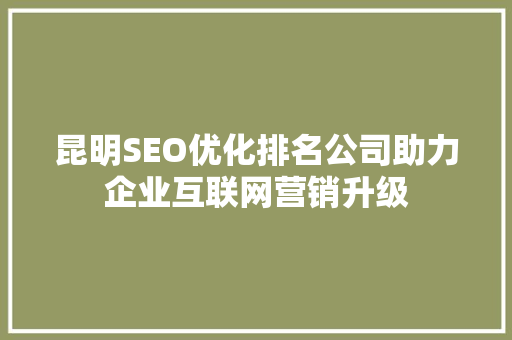 昆明SEO优化排名公司助力企业互联网营销升级 WordPress教程