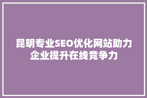 昆明专业SEO优化网站助力企业提升在线竞争力