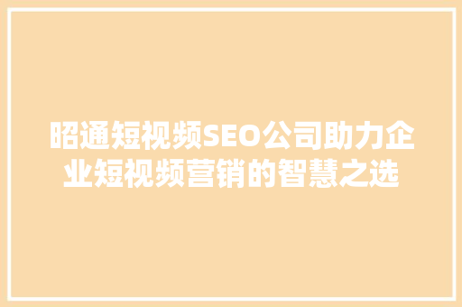 昭通短视频SEO公司助力企业短视频营销的智慧之选