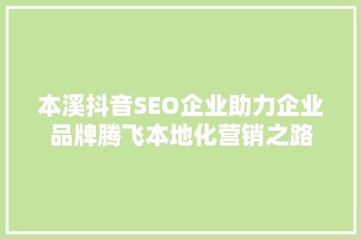本溪抖音SEO企业助力企业品牌腾飞本地化营销之路