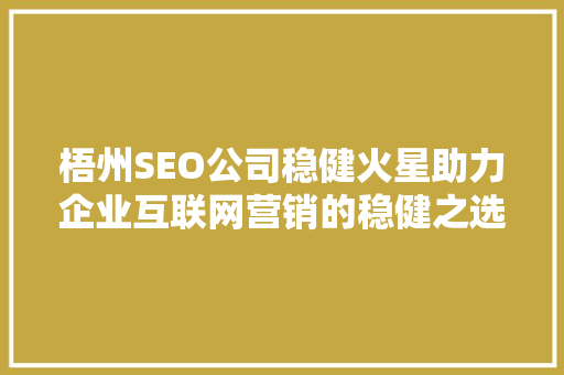 梧州SEO公司稳健火星助力企业互联网营销的稳健之选