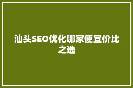 汕头SEO优化哪家便宜价比之选