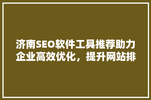 济南SEO软件工具推荐助力企业高效优化，提升网站排名 Web前端