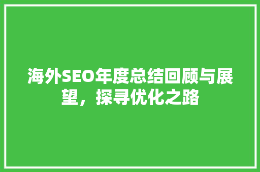 海外SEO年度总结回顾与展望，探寻优化之路
