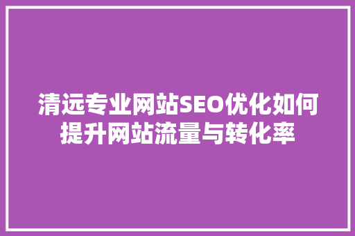 清远专业网站SEO优化如何提升网站流量与转化率