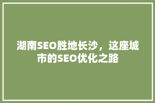 湖南SEO胜地长沙，这座城市的SEO优化之路