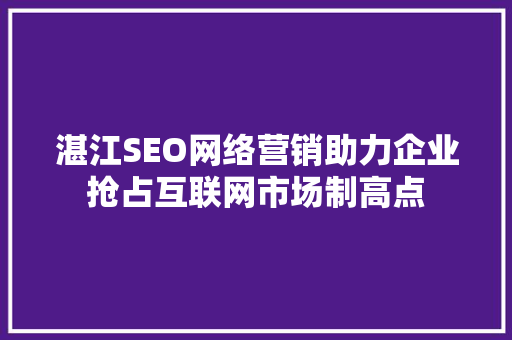 湛江SEO网络营销助力企业抢占互联网市场制高点