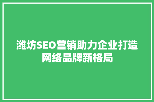 潍坊SEO营销助力企业打造网络品牌新格局 建站教程