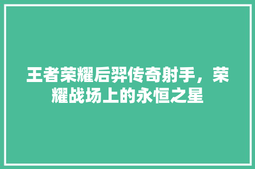 王者荣耀后羿传奇射手，荣耀战场上的永恒之星