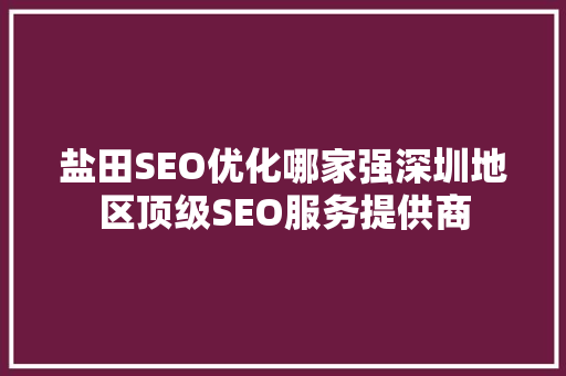 盐田SEO优化哪家强深圳地区顶级SEO服务提供商