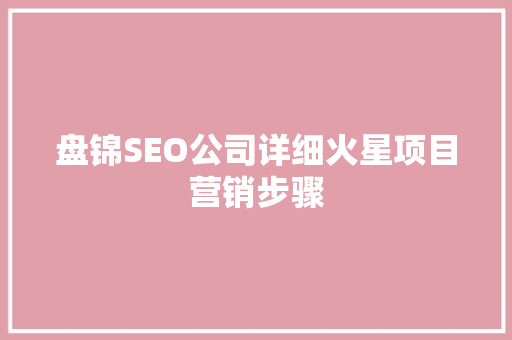 盘锦SEO公司详细火星项目营销步骤