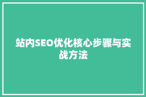 站内SEO优化核心步骤与实战方法