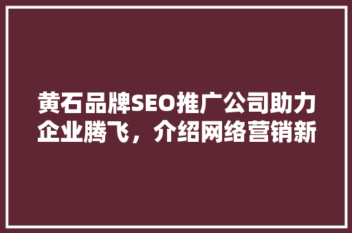 黄石品牌SEO推广公司助力企业腾飞，介绍网络营销新趋势