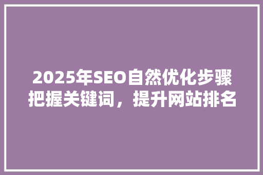 2025年SEO自然优化步骤把握关键词，提升网站排名