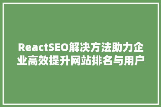 ReactSEO解决方法助力企业高效提升网站排名与用户体验 SEO教程
