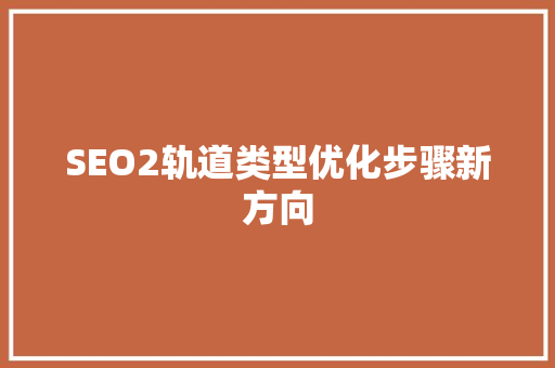 SEO2轨道类型优化步骤新方向