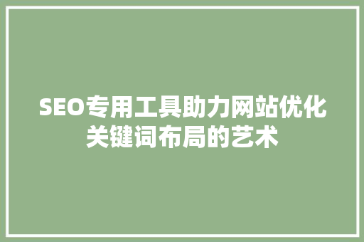 SEO专用工具助力网站优化关键词布局的艺术