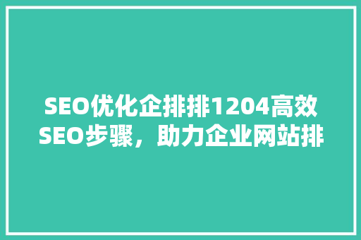 SEO优化企排排1204高效SEO步骤，助力企业网站排名攀升
