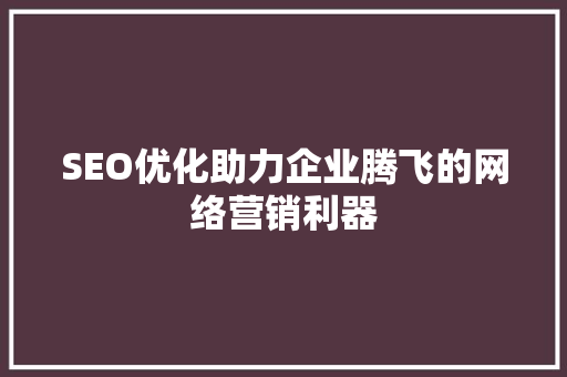 SEO优化助力企业腾飞的网络营销利器