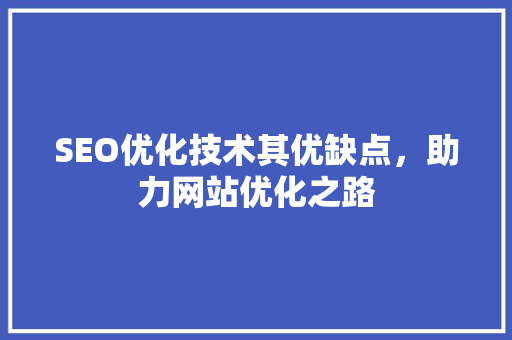 SEO优化技术其优缺点，助力网站优化之路
