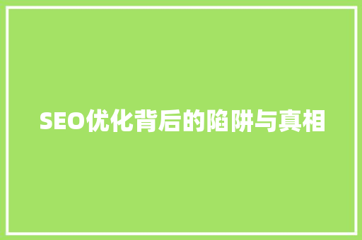 SEO优化背后的陷阱与真相