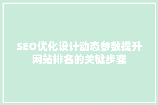 SEO优化设计动态参数提升网站排名的关键步骤