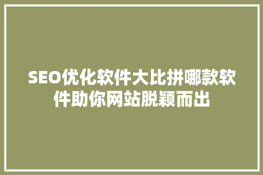 SEO优化软件大比拼哪款软件助你网站脱颖而出