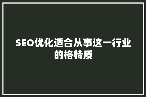 SEO优化适合从事这一行业的格特质