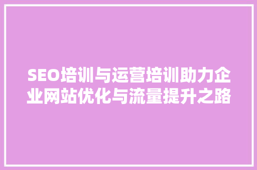 SEO培训与运营培训助力企业网站优化与流量提升之路