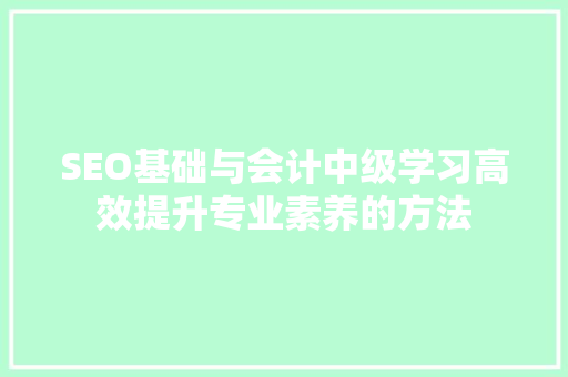 SEO基础与会计中级学习高效提升专业素养的方法