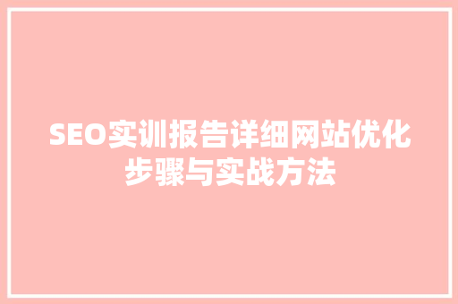 SEO实训报告详细网站优化步骤与实战方法